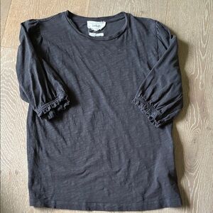 ba&sh Charcoal Long Sleeve Top with Ruffle Cuffs